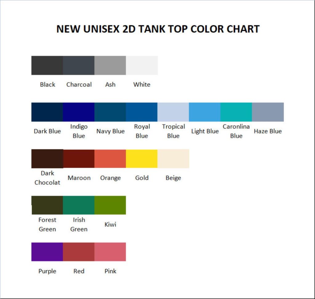 tank top color chart - 200 Stab Wounds Merch